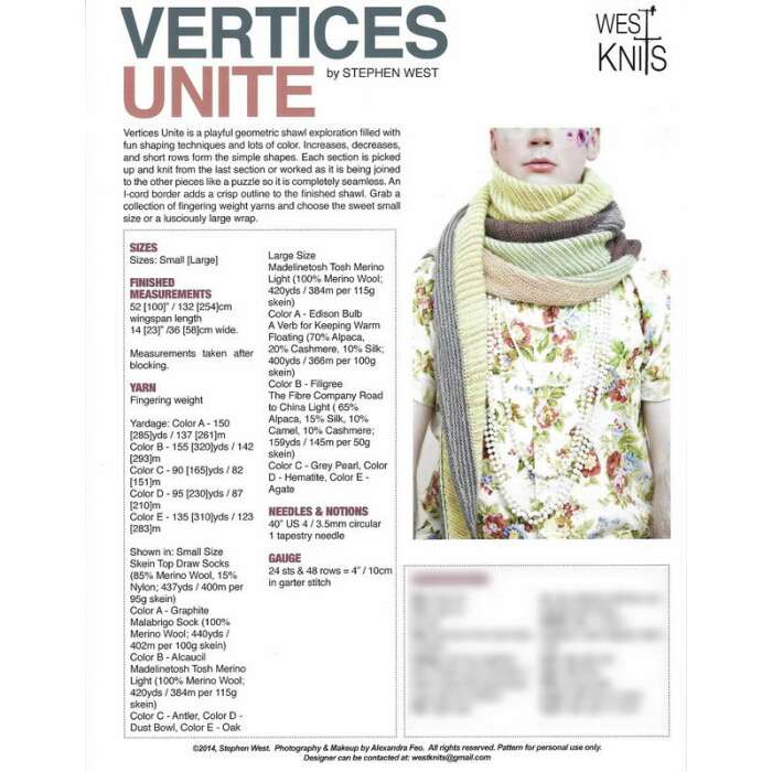 Stephen West - Vertices Unite - gedruckte Einzelblattanleitung