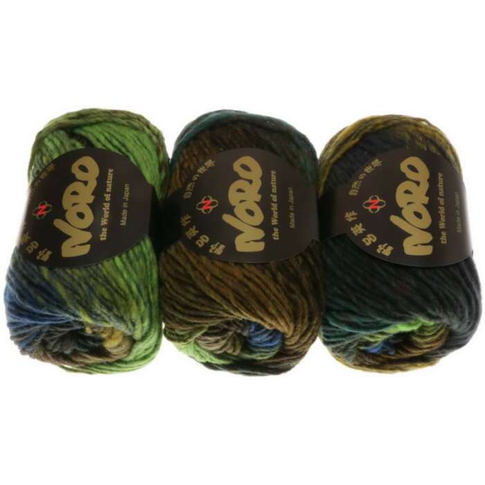 NORO Kureyon Wolle Farbe 276 Lime, Browns, Black, Navy