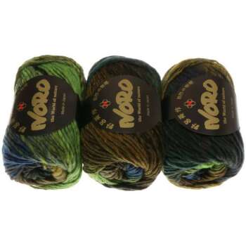 NORO Kureyon Wolle Farbe 276 Lime, Browns, Black, Navy