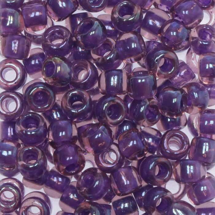 Toho Saatperlen 6/0 transparent Rosa mit Farbeinzug Purpur matt